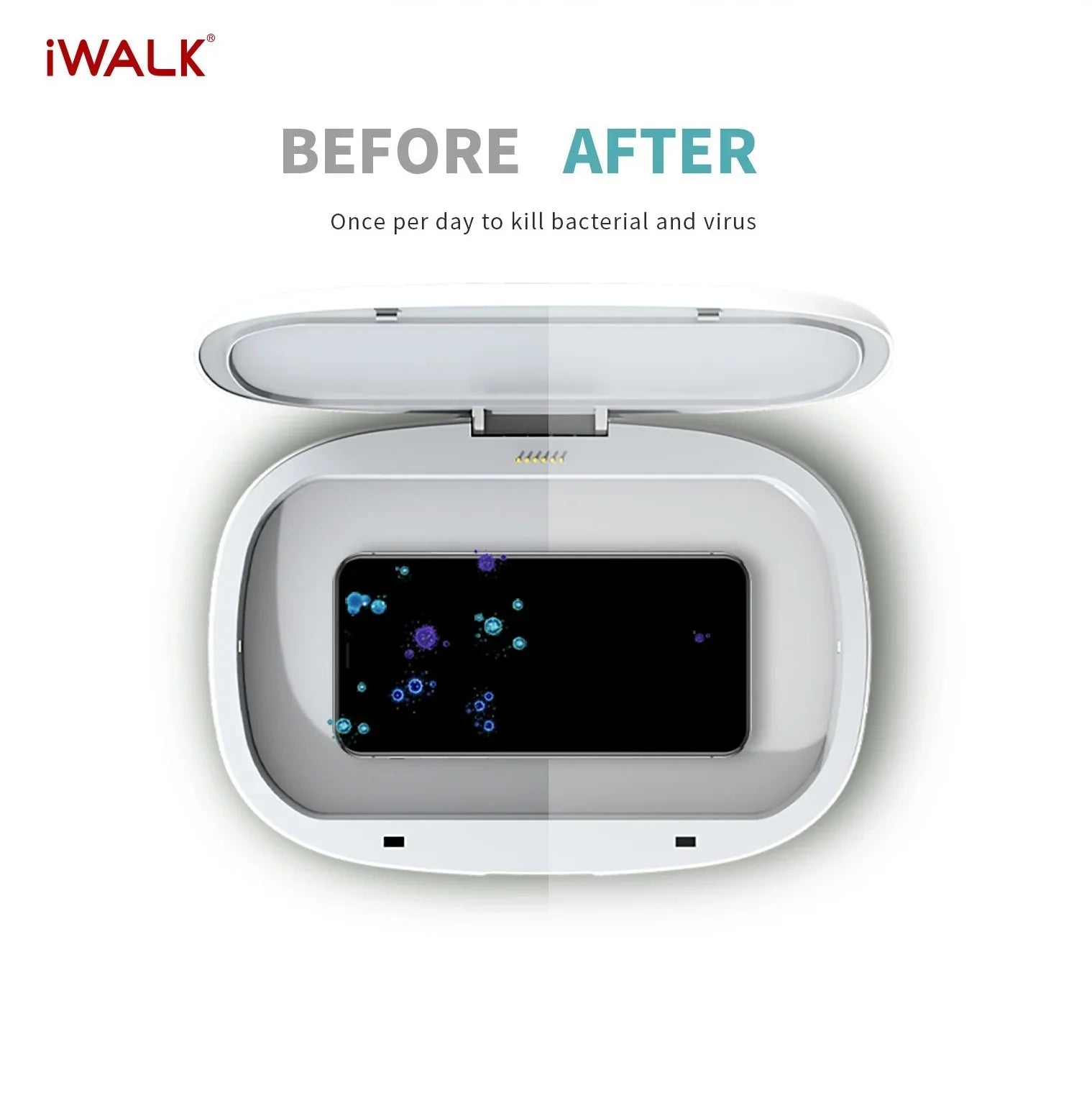iWalk Capsule Multi-Function Disinfection Box With 10W Wireless Charging - White - Tashqila iWalk Capsule Multi-Function Disinfection Box With 10W Wireless Charging - White - Tashqila